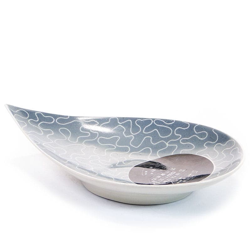 Patera listek, szary biały czarny, porcelana, Chodzież, Polska, lata 60. - 369311