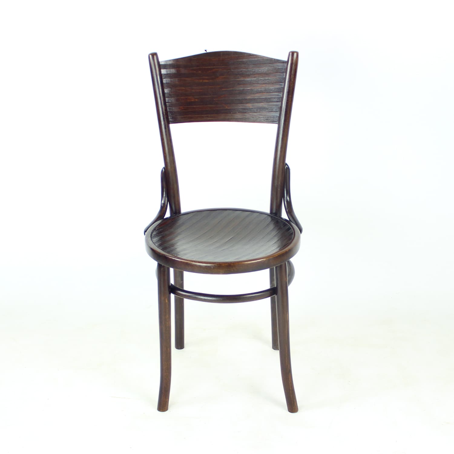 Krzesło gięte, brązowy, dąb, sklejka, Thonet, Czechosłowacja, lata 40. - 369318