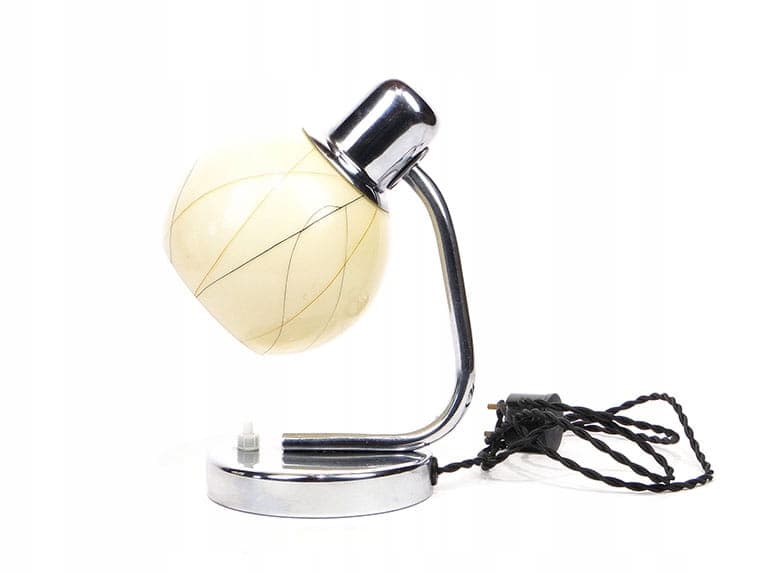 Para lamp stołowych New Look, szkło ecru, stal chromowana, Republika Czeska, lata 60. - 369350