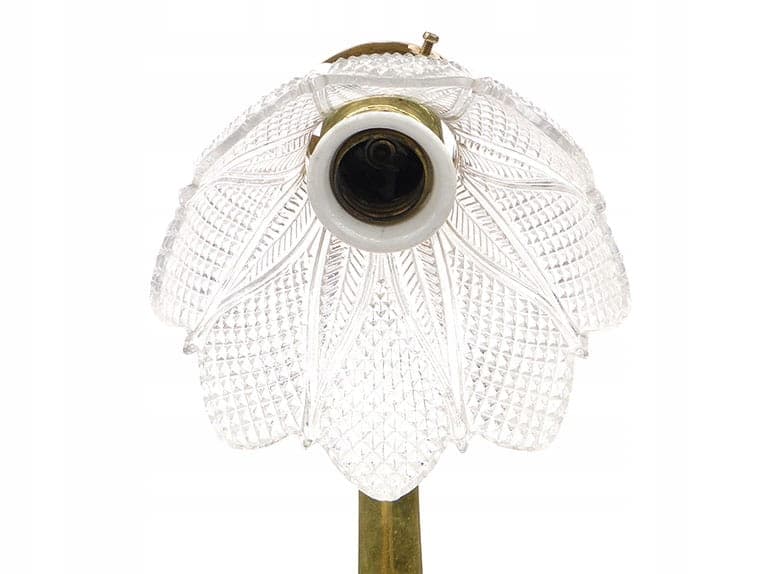 Para lamp stołowych, secesja, mosiądz złoty, kryształ przezroczysty, Austria, początek XX w. - 369366