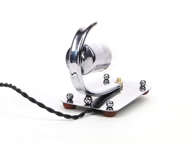 Lampa stołowa Art déco, mosiądz chromowany srebrny, Polska, lata 20. - 369483