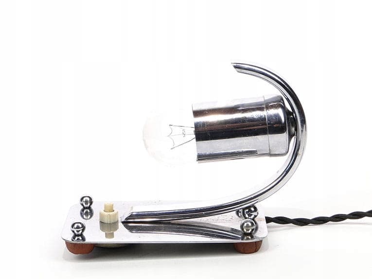 Lampa stołowa Art déco, mosiądz chromowany srebrny, Polska, lata 20. - 369490