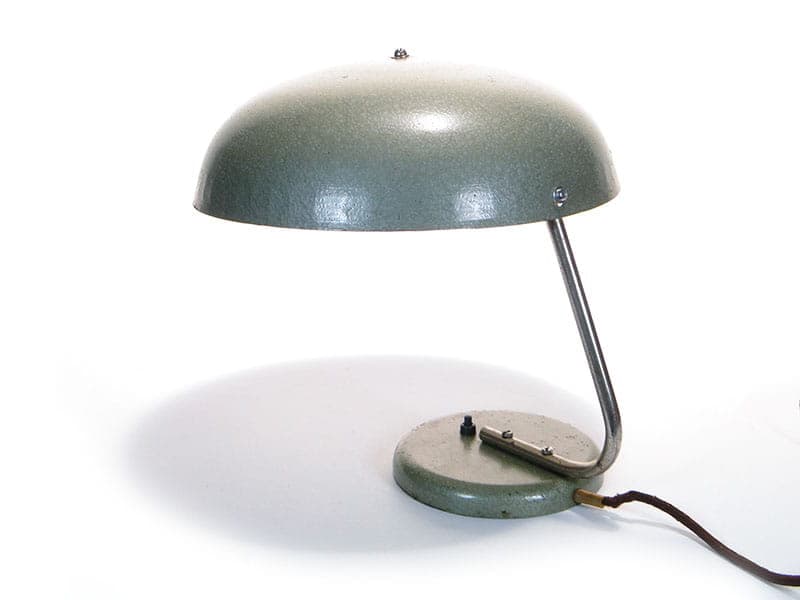 Lampa biurkowa, zielony szary, stal, Zakłady Sprzętu Oświetleniowego Zaos, Polska, lata 60. - 369495