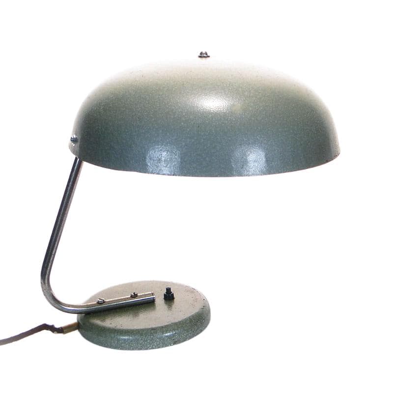 Lampa biurkowa, zielony szary, stal, Zakłady Sprzętu Oświetleniowego Zaos, Polska, lata 60.