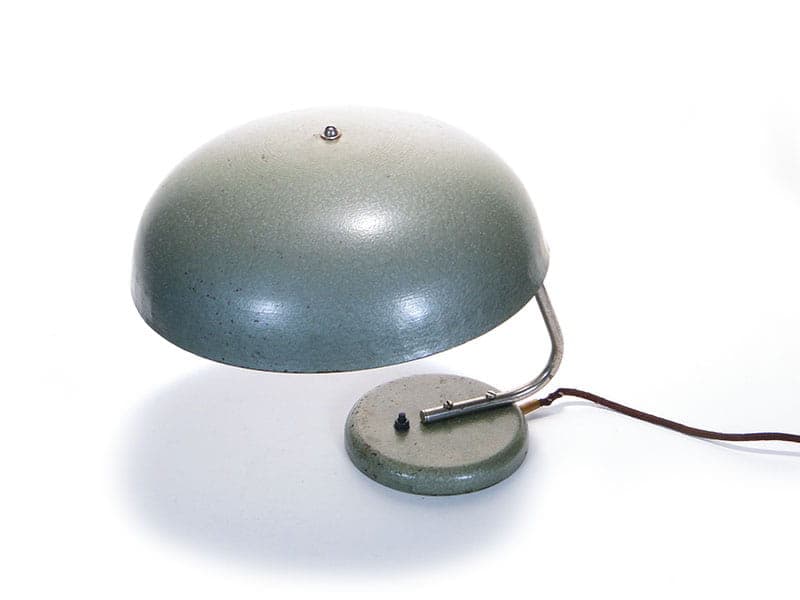 Lampa biurkowa, zielony szary, stal, Zakłady Sprzętu Oświetleniowego Zaos, Polska, lata 60. - 369494