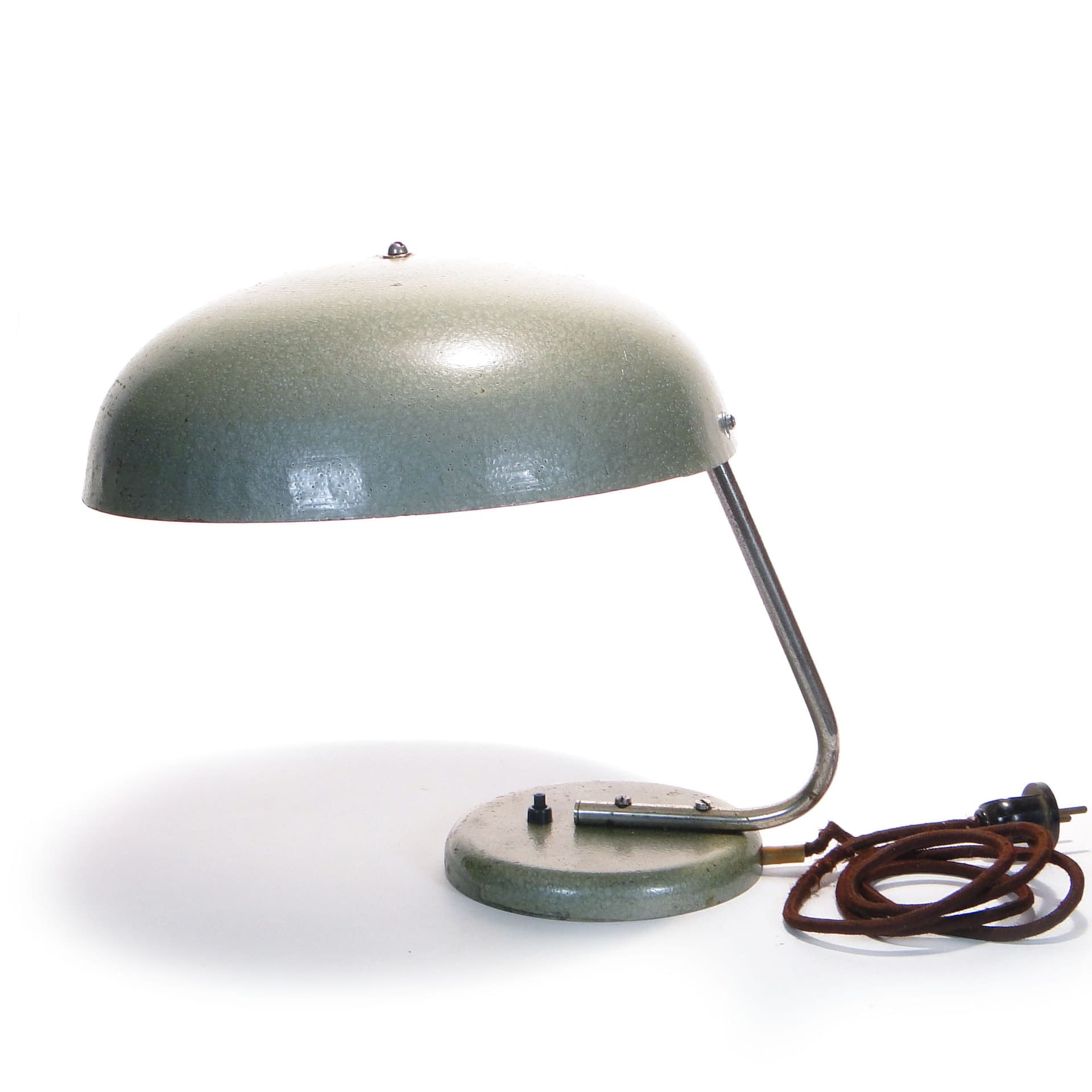 Lampa biurkowa, zielony szary, stal, Zakłady Sprzętu Oświetleniowego Zaos, Polska, lata 60. - 369493