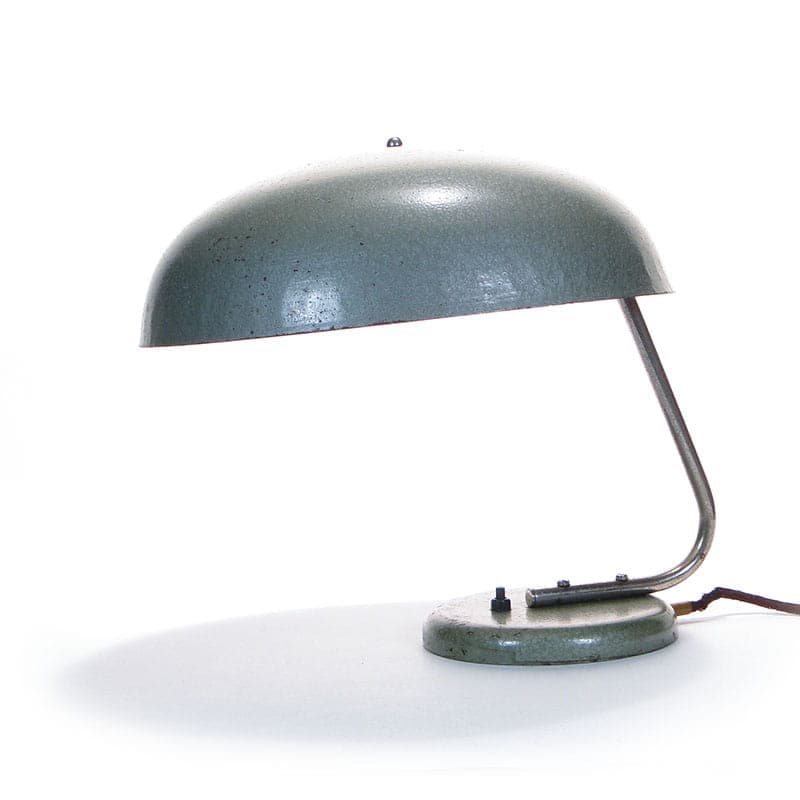 Lampa biurkowa, zielony szary, stal, Zakłady Sprzętu Oświetleniowego Zaos, Polska, lata 60. - 369492