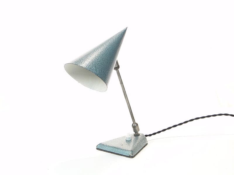 Lampa stołowa Rożek, niebieski, stal lakierowana, stal chromowana, Zakłady Sprzętu Oświetleniowego Zaos, Polska, lata 60. - 369505