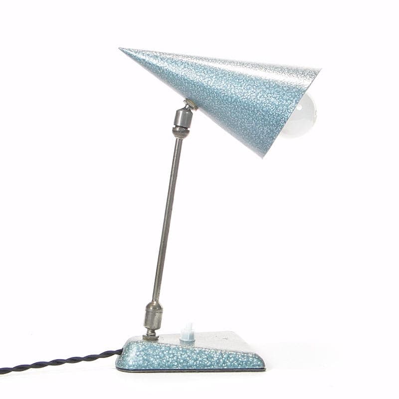 Lampa stołowa Rożek, niebieski, stal lakierowana, stal chromowana, Zakłady Sprzętu Oświetleniowego Zaos, Polska, lata 60. - 369503