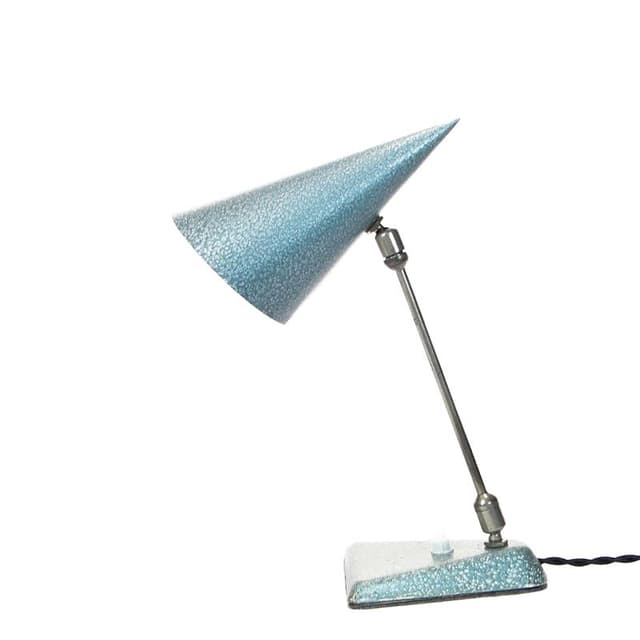 Lampa stołowa Rożek, niebieski, stal lakierowana, stal chromowana, Zakłady Sprzętu Oświetleniowego Zaos, Polska, lata 60. - WYMIARY