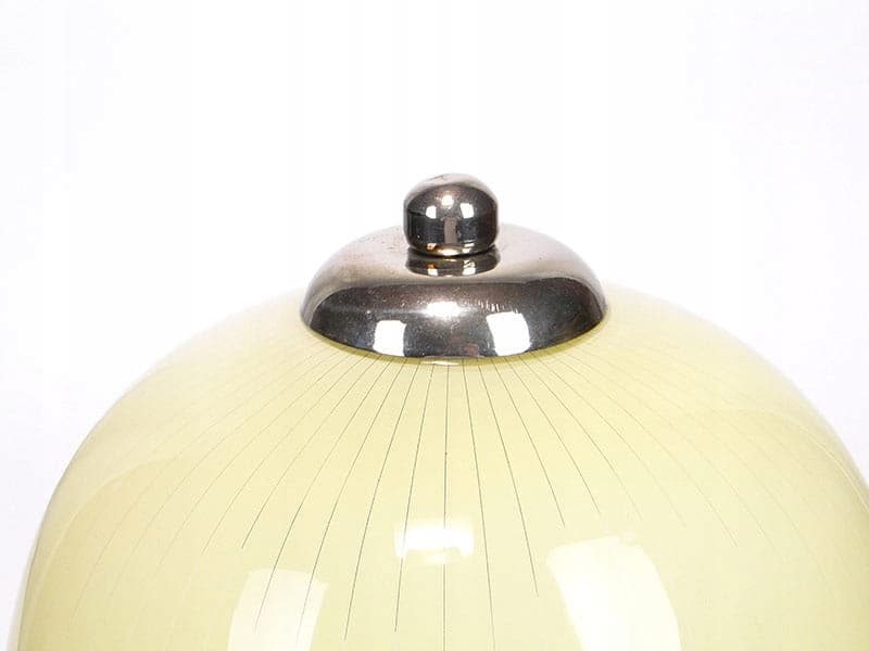 Lampa stołowa Space Age, szkło beżowy, mosiądz chromowany srebrny, bakelit czarny, Polska, lata 50. - 369558