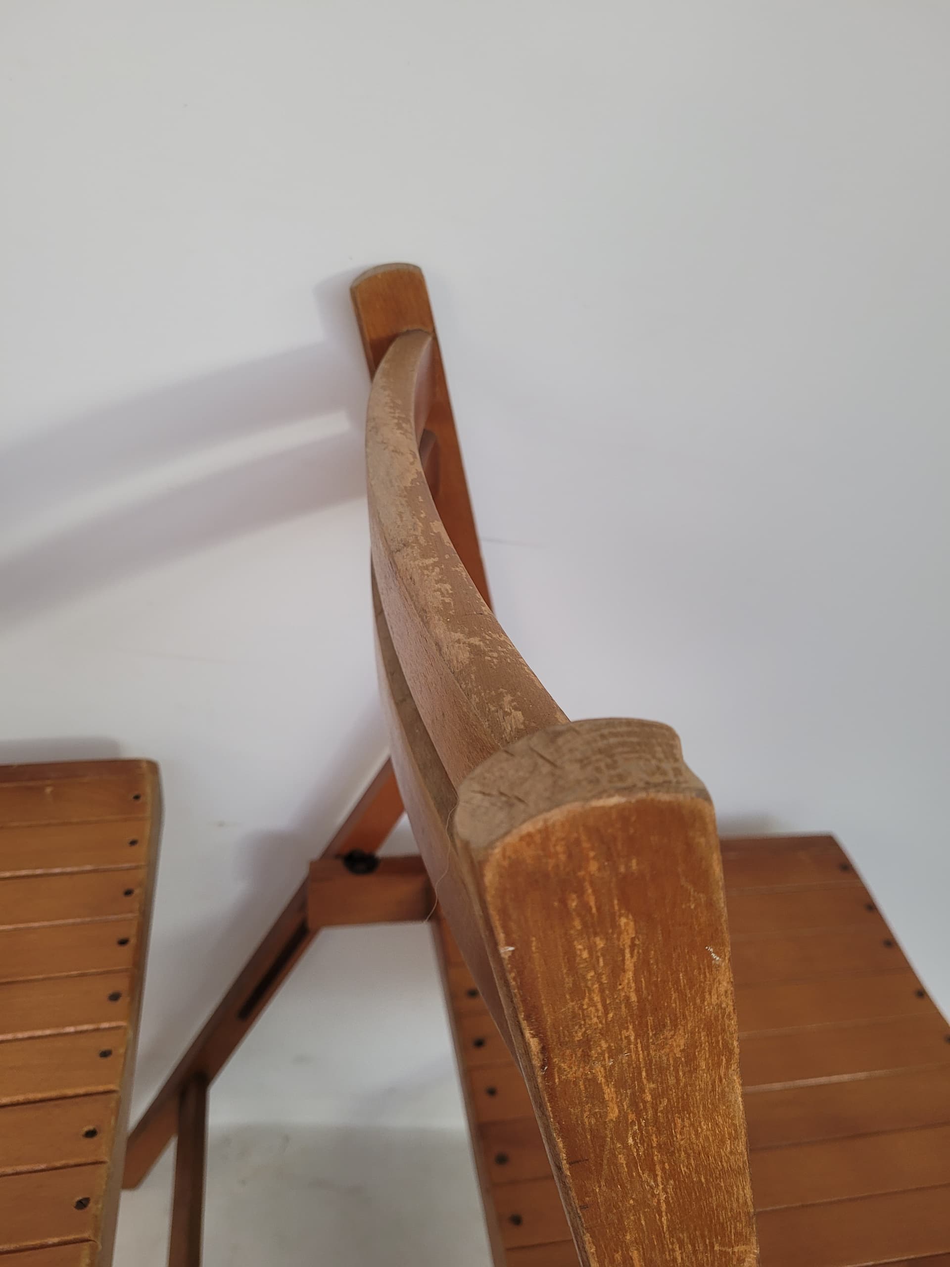 Para krzeseł składanych nożycowych, drewno brązowy, lata 60. - 369612