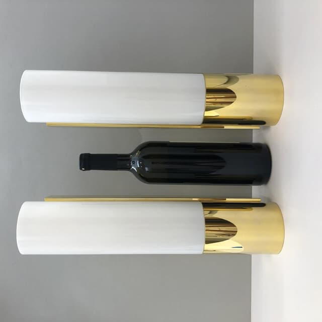 Para kinkietów 7235, aluminium złoty, szkło mleczne, Glashütte Limburg, Niemcy, lata 90. - WYMIARY