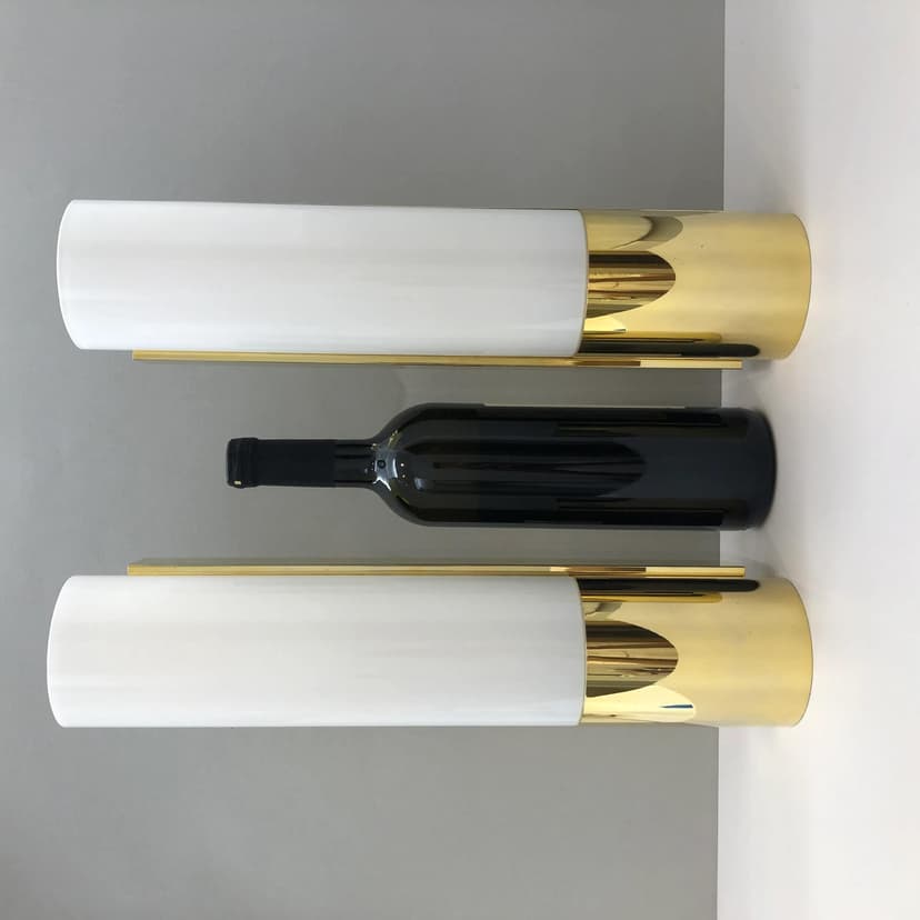 Para kinkietów 7235, aluminium złoty, szkło mleczne, Glashütte Limburg, Niemcy, lata 90.