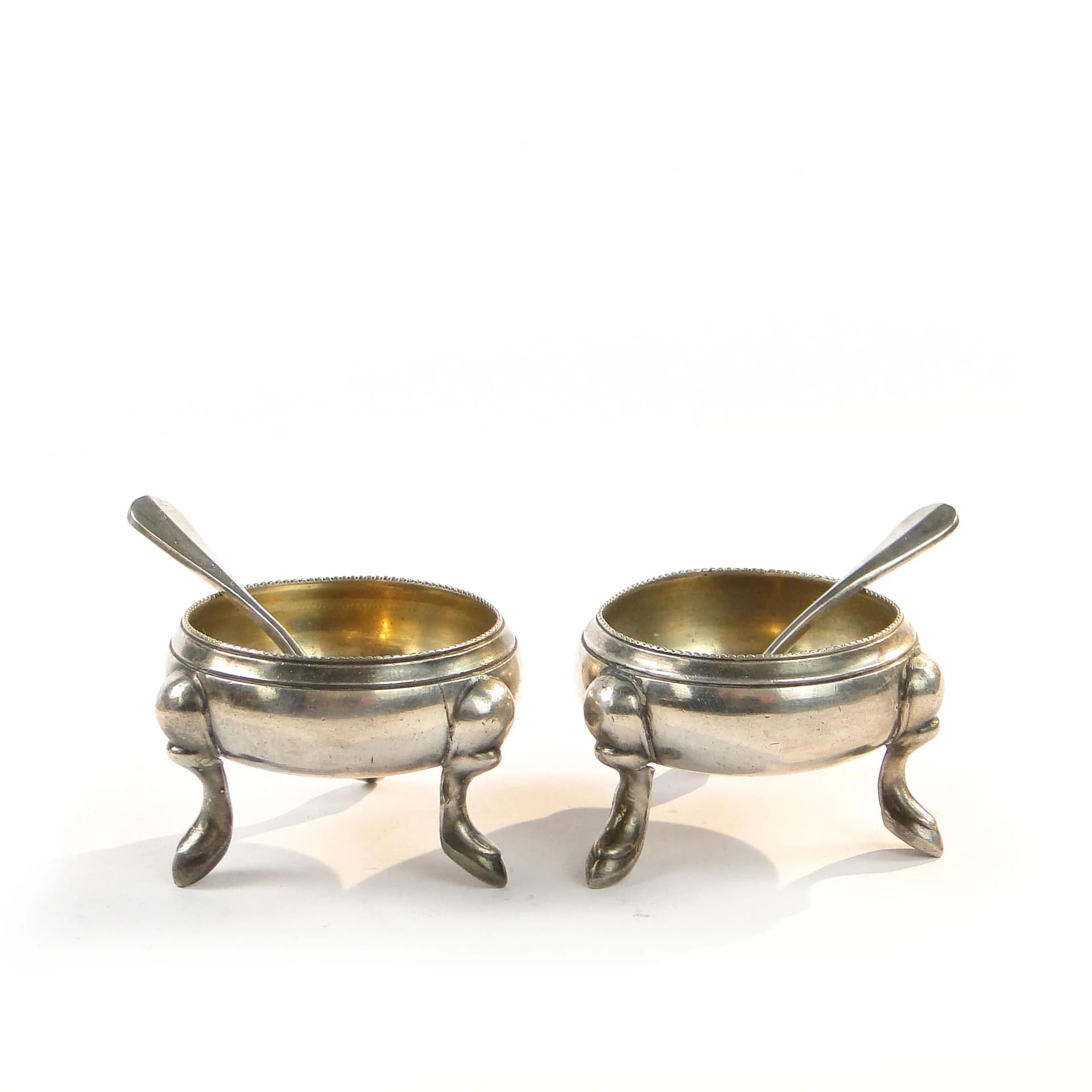 Pair of salt cellars on legs, silver gilt, Fraget, Poland, 1930s. - 27016