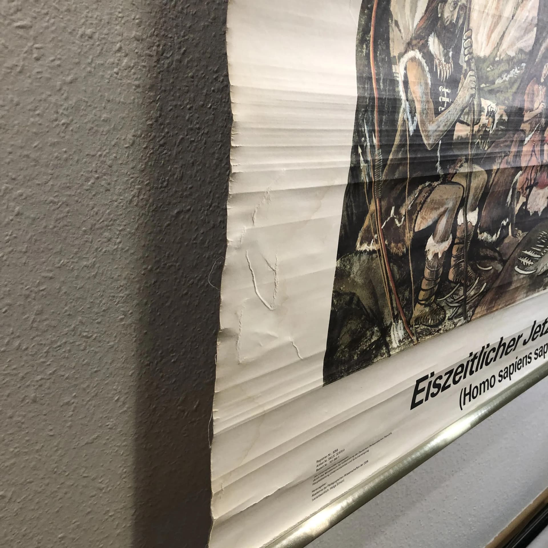 Tablica edukacyjna Człowiek epoki lodowcowej, multikolor, papier, aut. E. Schreier, Niemcy, lata 80. - 26961