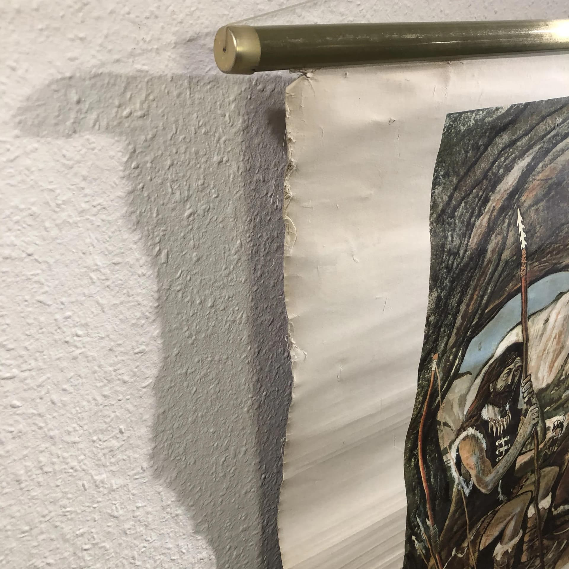 Tablica edukacyjna Człowiek epoki lodowcowej, multikolor, papier, aut. E. Schreier, Niemcy, lata 80. - 26964