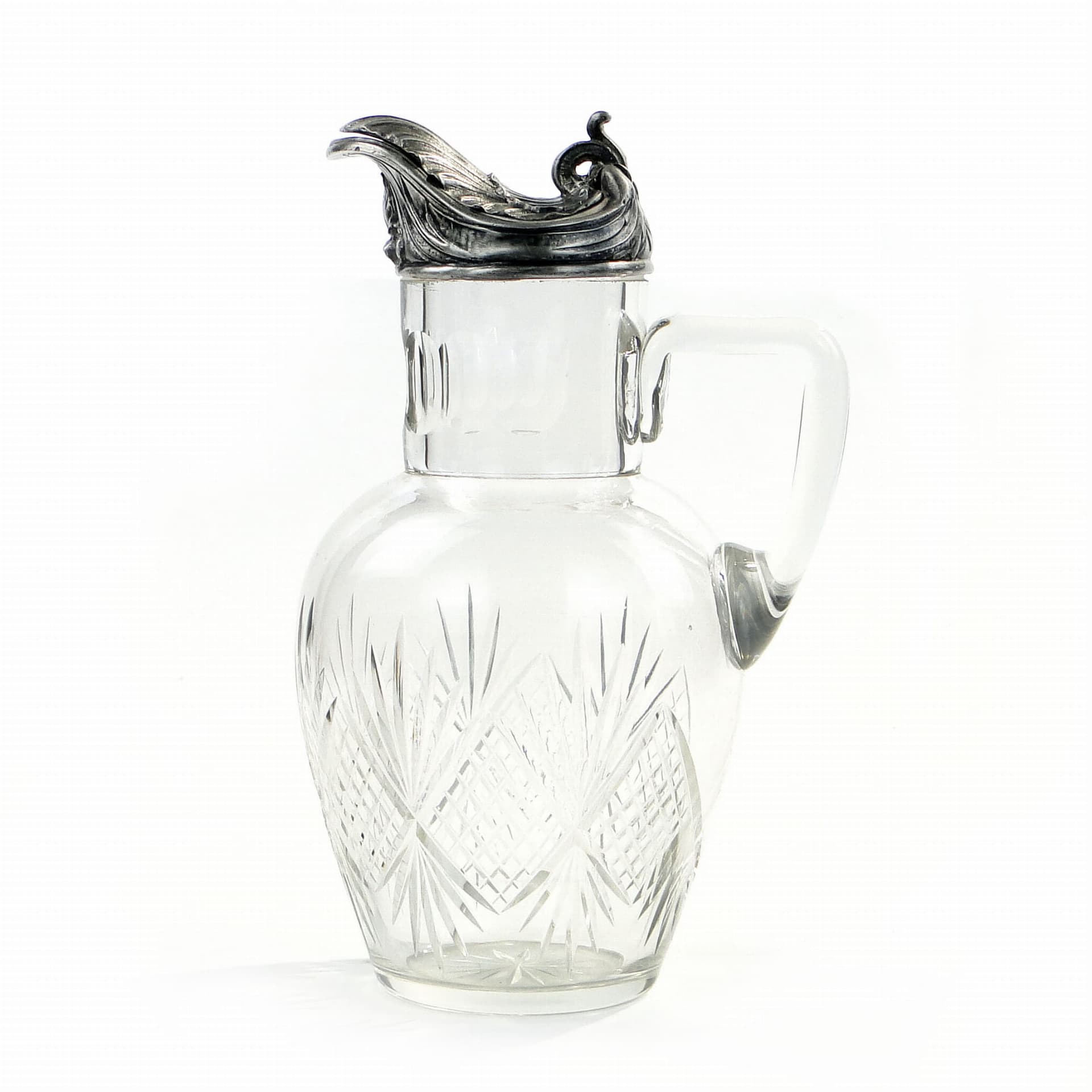 Dzban w stylu rokoko, przezroczysty kryształ, srebrny metal, Francja, XIX w. - 369799