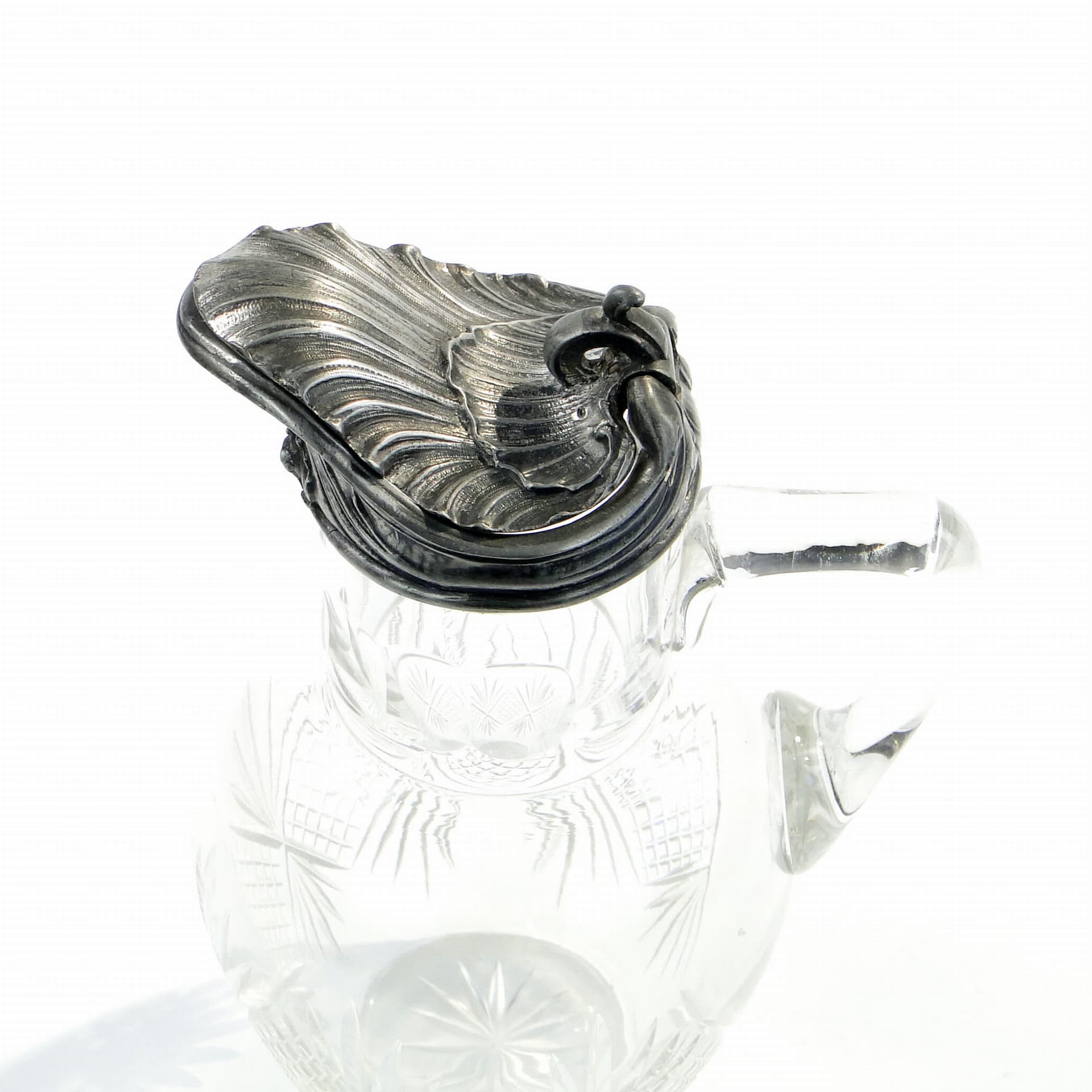 Dzban w stylu rokoko, przezroczysty kryształ, srebrny metal, Francja, XIX w. - 369802