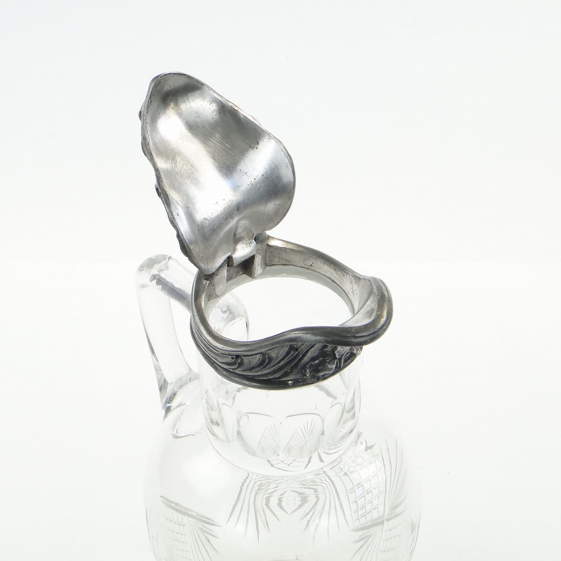 Dzban w stylu rokoko, przezroczysty kryształ, srebrny metal, Francja, XIX w. - 369805
