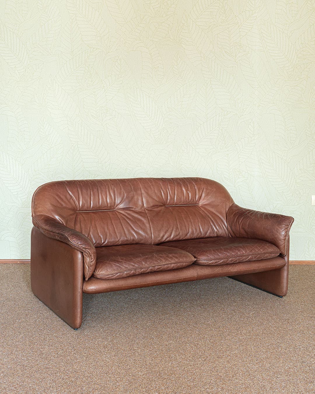Sofa, skóra brązowa, de Sede, Szwajcaria, lata 70. - 369835