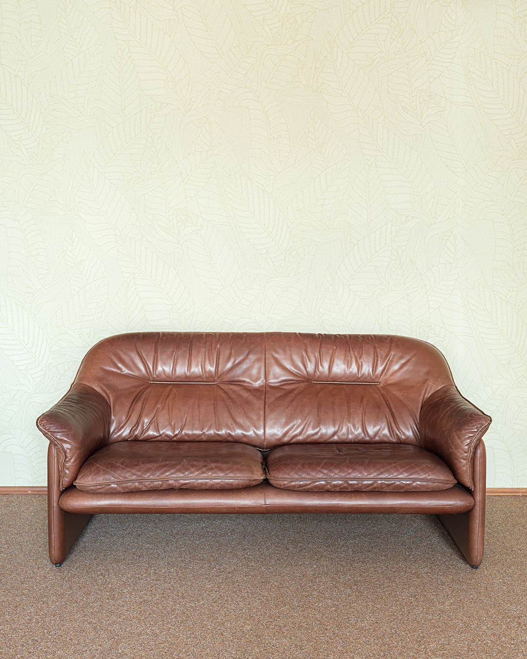 Sofa, skóra brązowa, de Sede, Szwajcaria, lata 70. - 369830