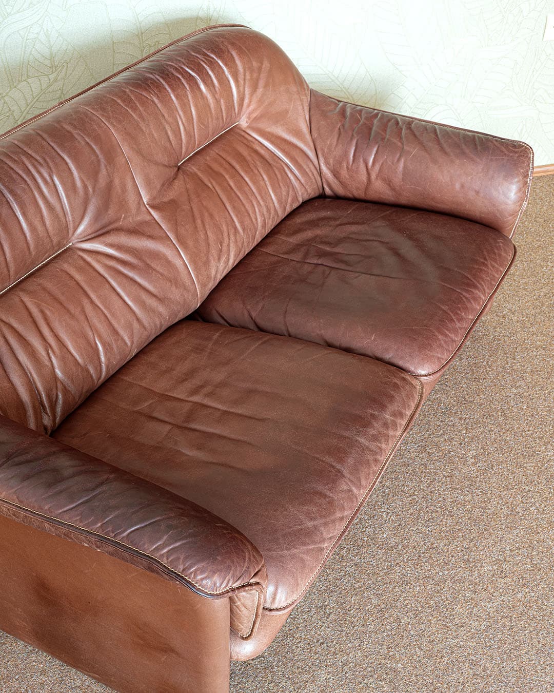 Sofa, skóra brązowa, de Sede, Szwajcaria, lata 70. - 369836