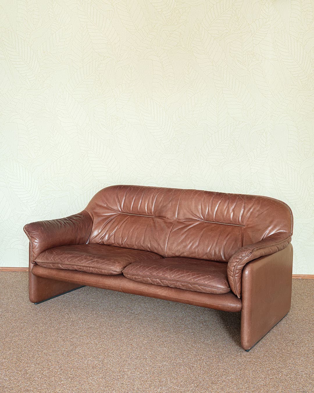 Sofa, skóra brązowa, de Sede, Szwajcaria, lata 70. - 369832