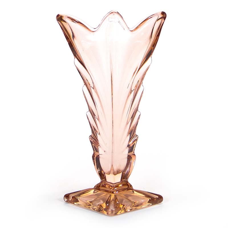 Wazon Art déco, różowy, szkło, Huta Szkła Inwald, Czechy, lata 30. - 369860