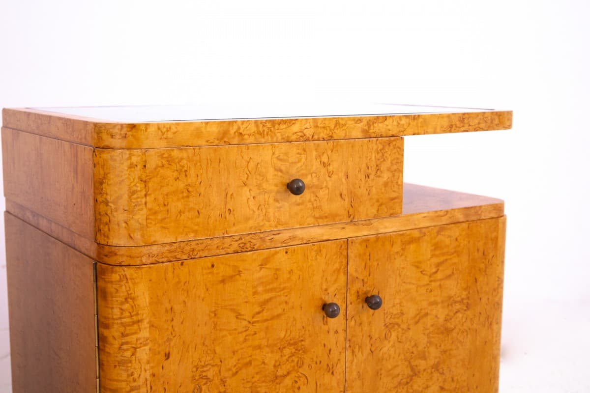 Para stolików nocnych Art déco, orzech włoski brązowy, Polska, lata 30. - 369940