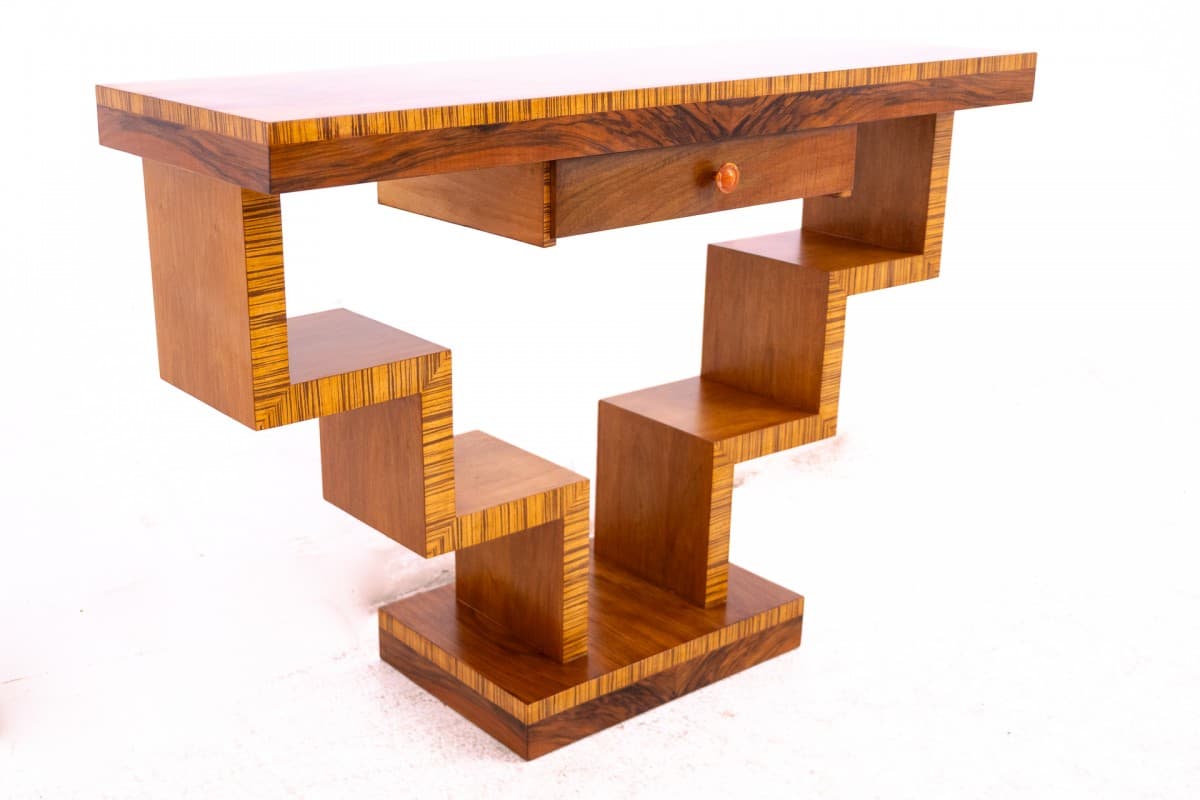 Console Art Deco, brown walnut, Poland, 1950s - 369976
