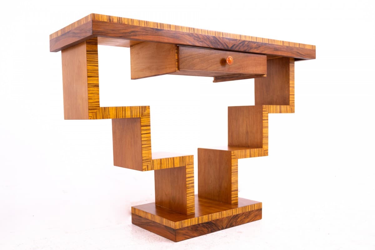 Console Art Deco, brown walnut, Poland, 1950s - 369974