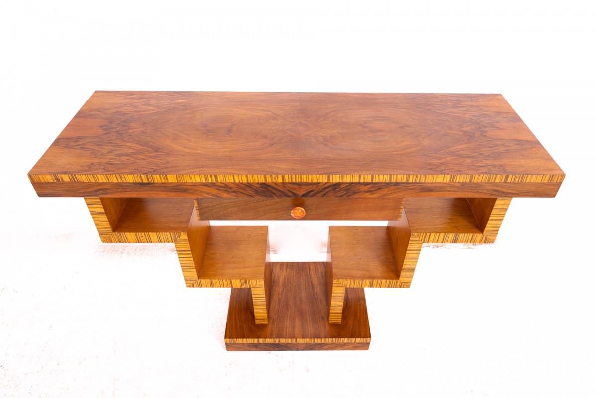 Console Art Deco, brown walnut, Poland, 1950s - 369978