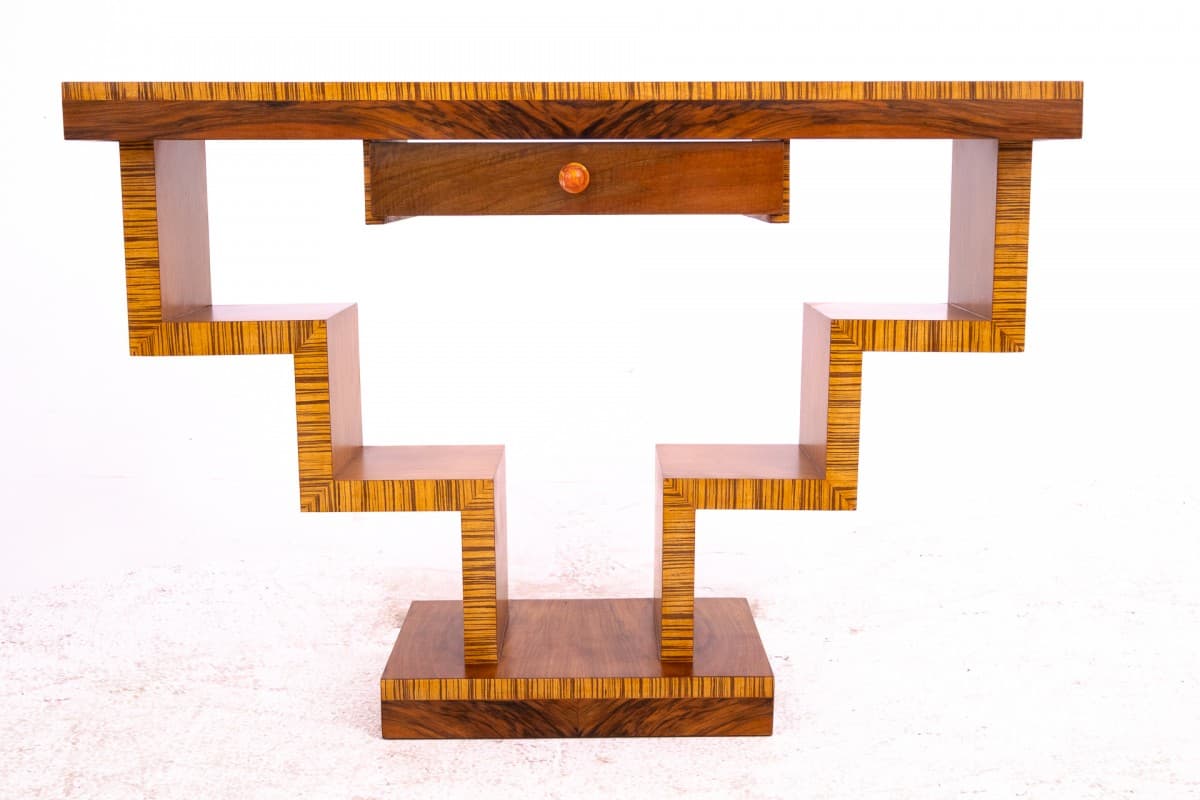 Console Art Deco, brown walnut, Poland, 1950s - 369970