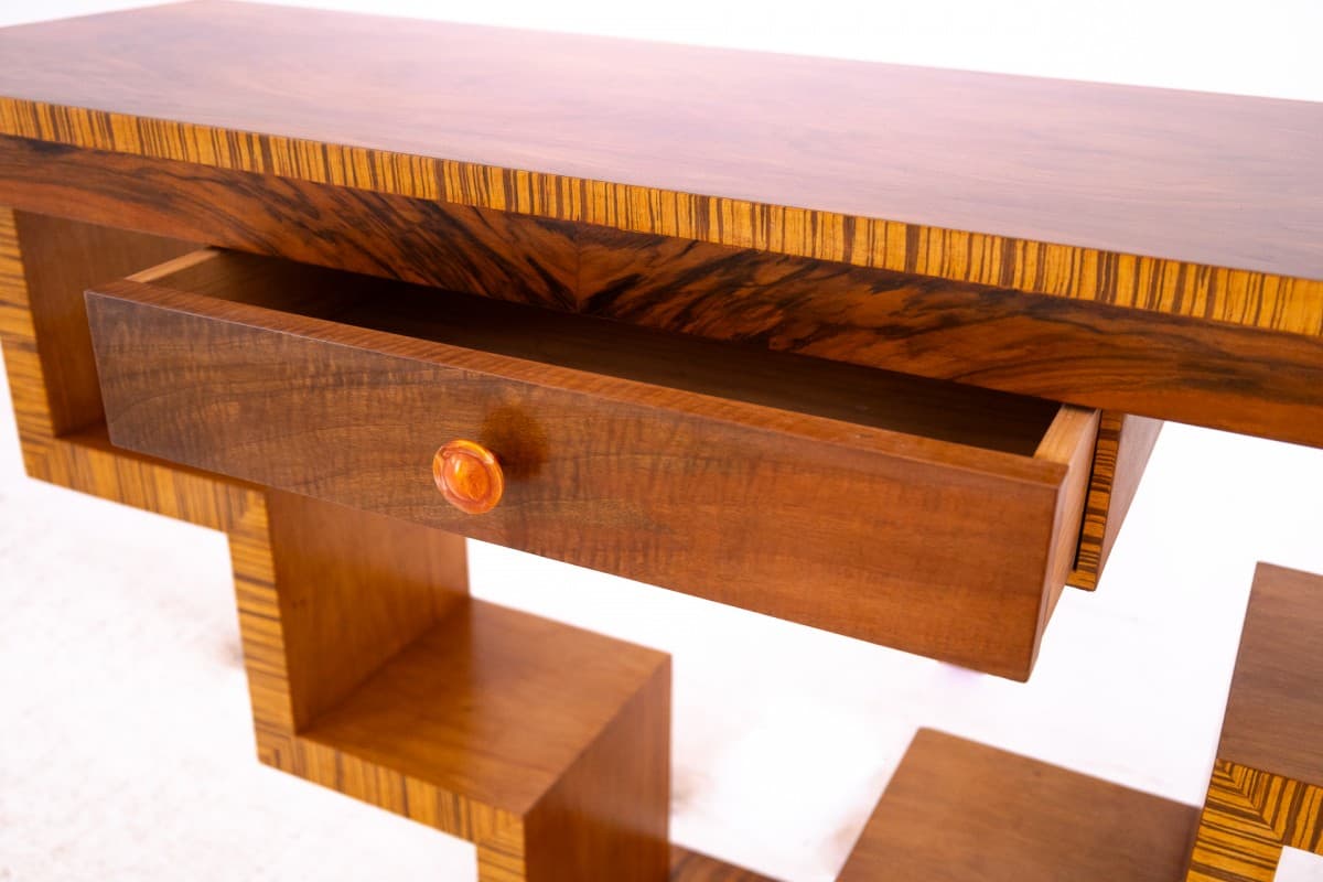 Console Art Deco, brown walnut, Poland, 1950s - 369975