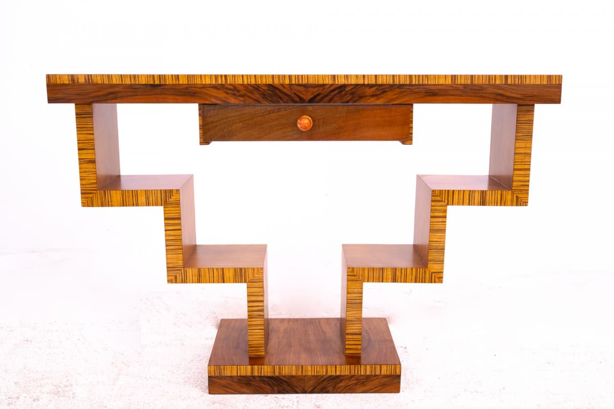Console Art Deco, brown walnut, Poland, 1950s - 369971