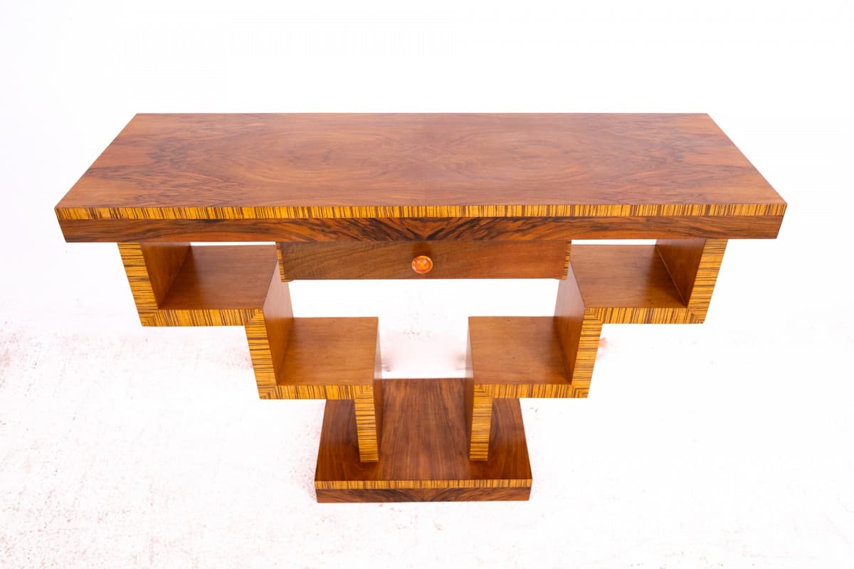 Console Art Deco, brown walnut, Poland, 1950s - 369972