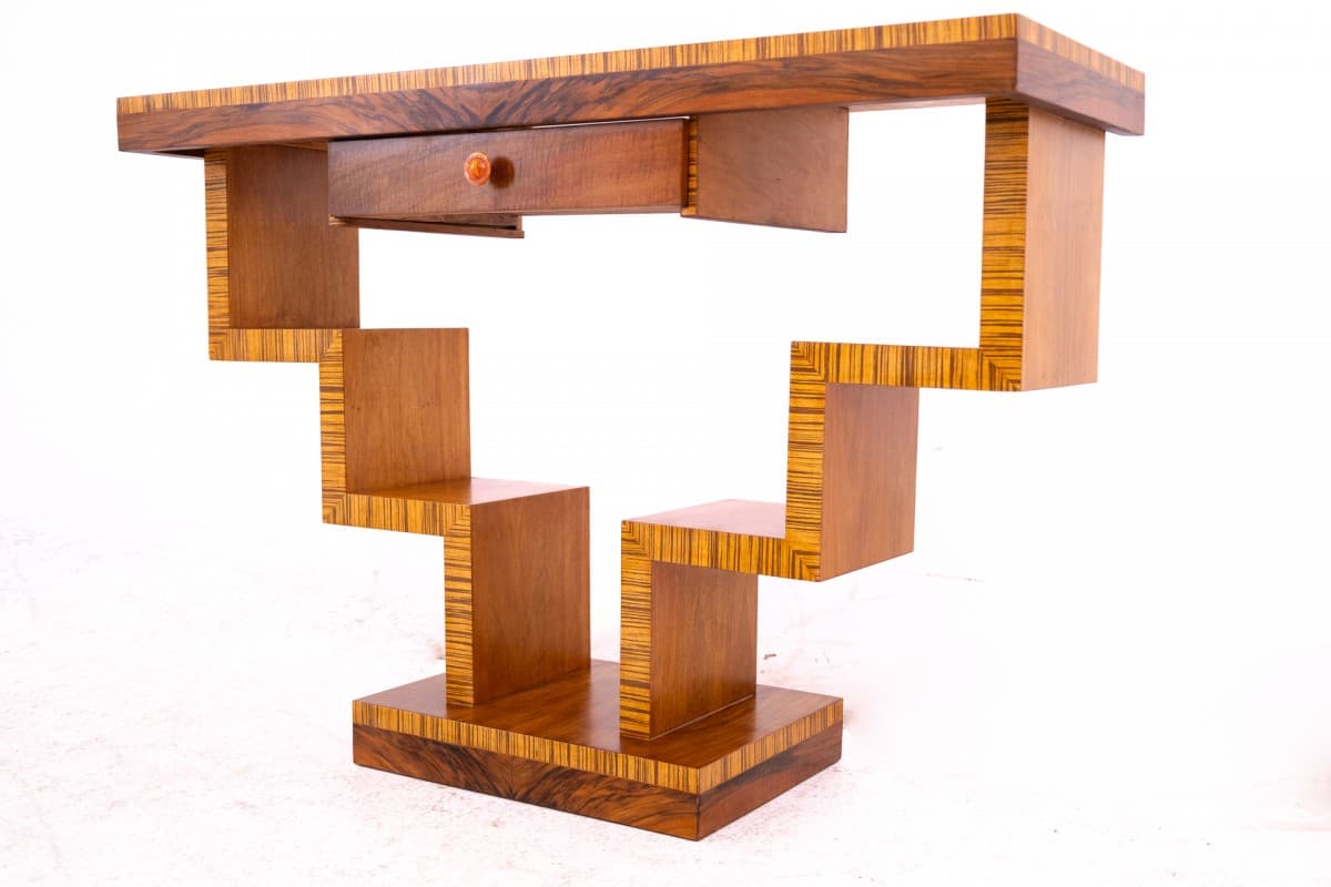 Console Art Deco, brown walnut, Poland, 1950s - 369973