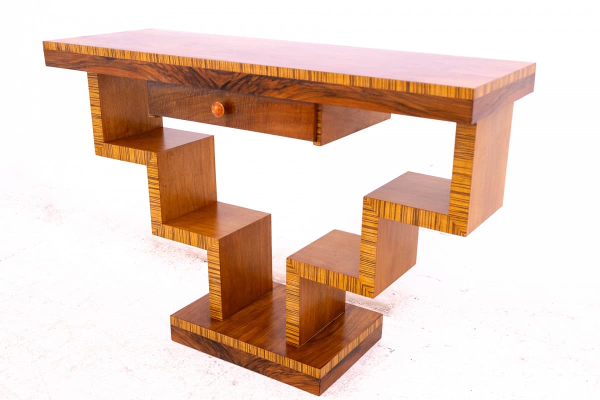 Console Art Deco, brown walnut, Poland, 1950s - 369977