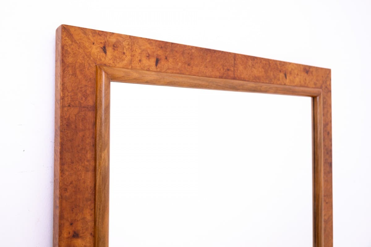 Lustro Art déco, orzech brązowy, Polska, lata 50. - 369989