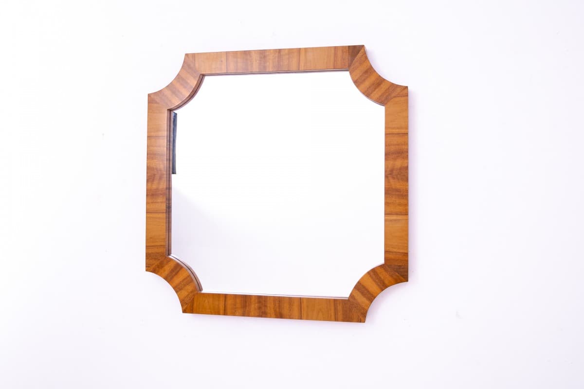 Lustro ścienne Art déco, orzech, Polska, lata 50. - 370000
