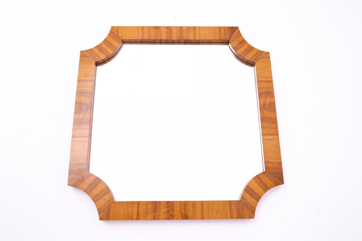 Lustro ścienne Art déco, orzech, Polska, lata 50. - 369998