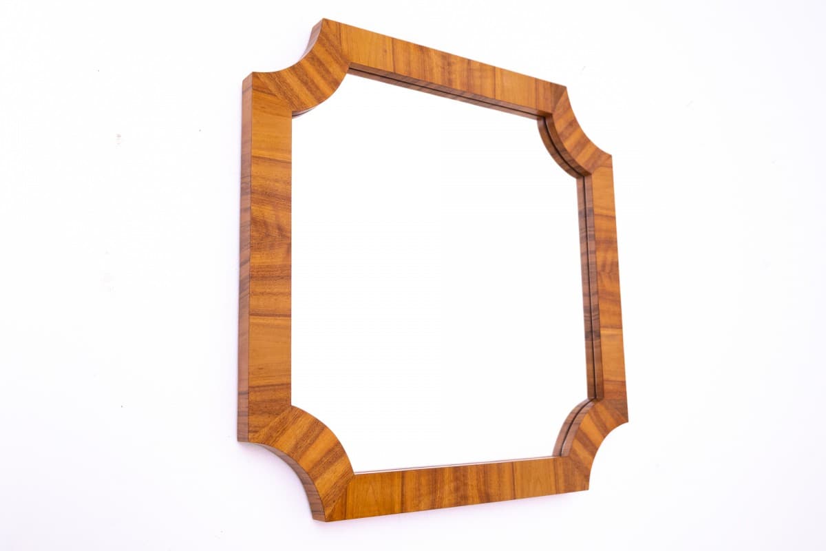 Lustro ścienne Art déco, orzech, Polska, lata 50. - 369999