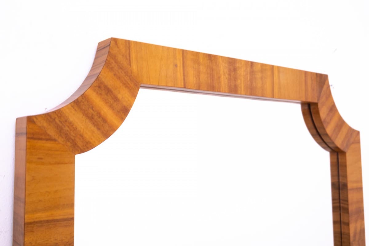 Lustro ścienne Art déco, orzech, Polska, lata 50. - 370002