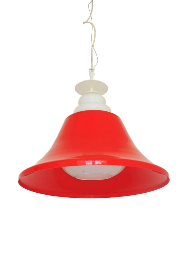 Lampa wisząca Space Age, czerwony biały, akryl, lata 70. - WYMIARY