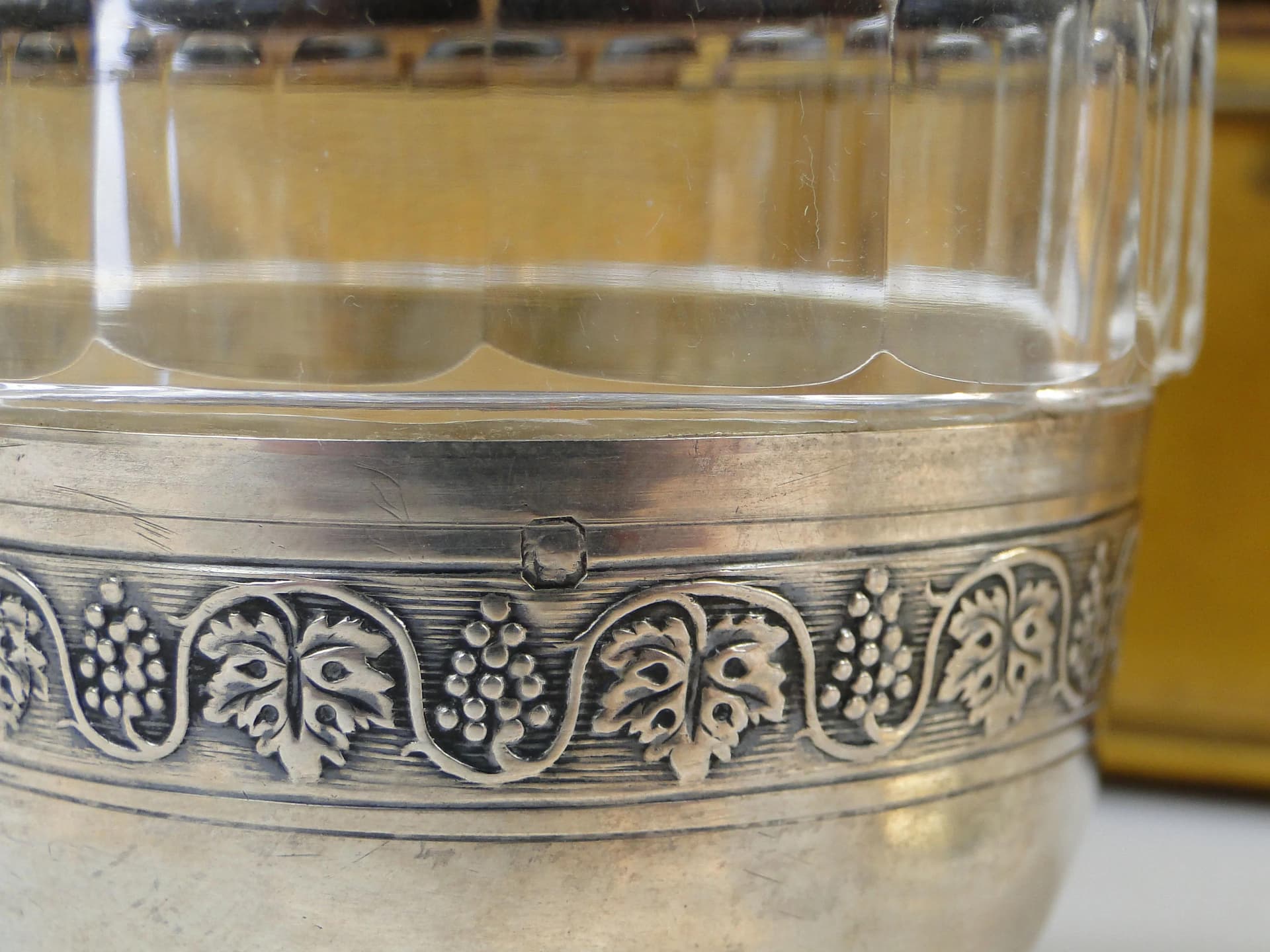 Karafka do wody, kryształ przezroczysty, srebro, Baccarat, Francja, początek XX w. - 370048