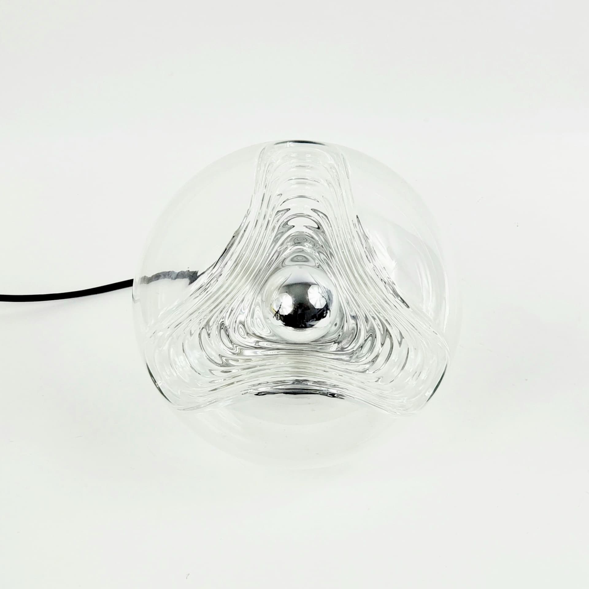 Lampa sufitowa Space Age, szkło transparentne, metal srebrny, Peill & Putzler, Niemcy, lata 70. - 370089