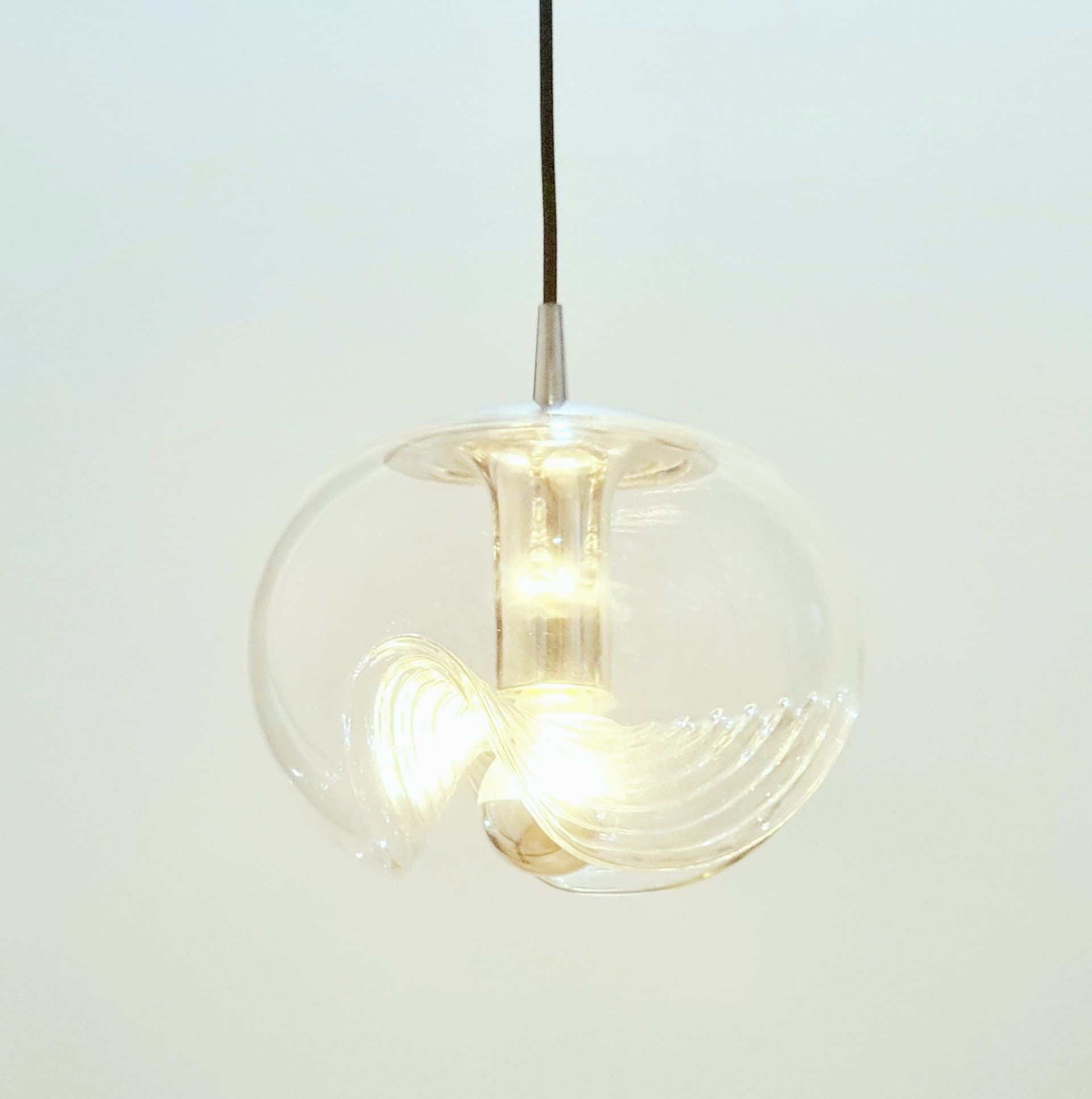 Lampa sufitowa Space Age, szkło transparentne, metal srebrny, Peill & Putzler, Niemcy, lata 70. - 370088