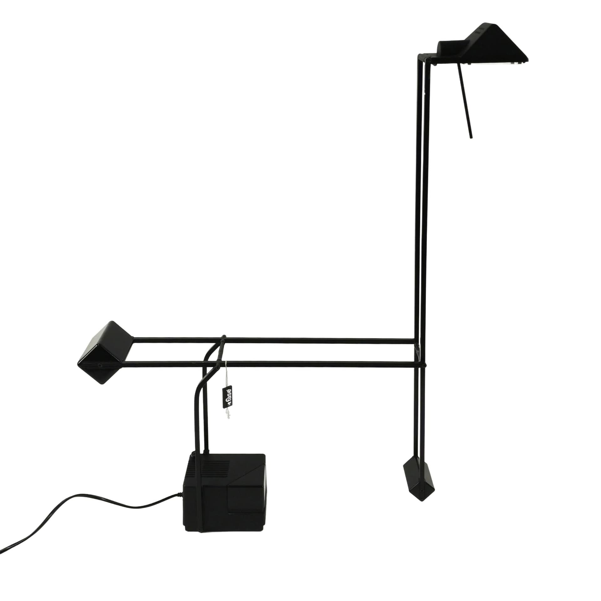 Lampka biurkowa modernistyczna, czarny, metal plastik, Fase, Hiszpania, lata 70.