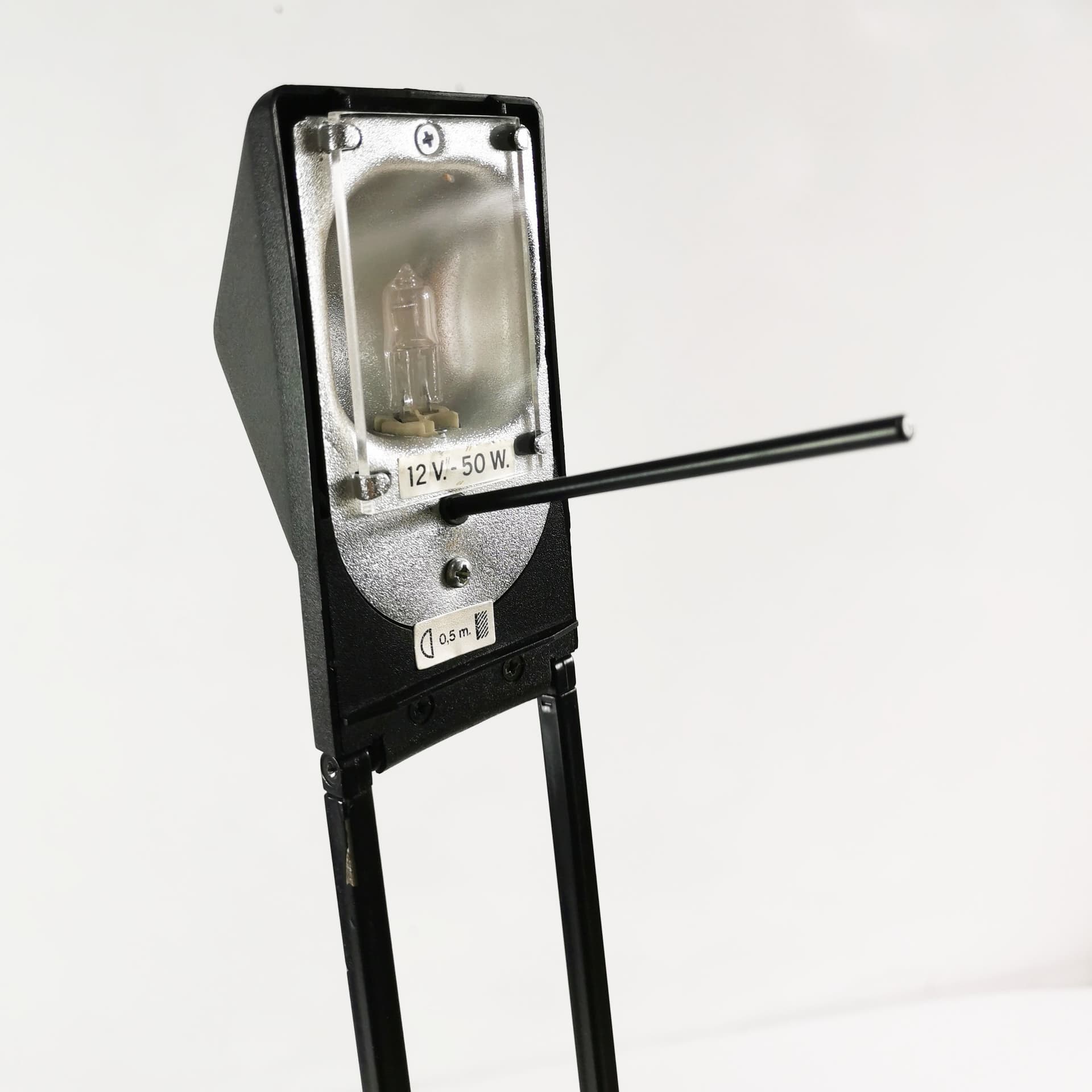 Lampka biurkowa modernistyczna, czarny, metal plastik, Fase, Hiszpania, lata 70. - 370129